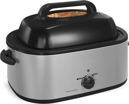 Miniatura 10 de Horno asador eléctrico de 14 cuartos de galón, horno asador de pavo, tapa de autofundación, bandeja extraíble, control de temperatura de rango