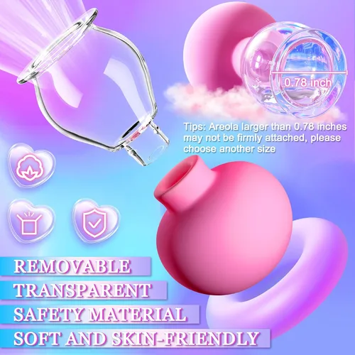 Miniatura 5 de Juguete sexual para pezones para mujeres, 1 par de pezones para adultos, estimulador para placer de parejas, succión manual, mini bomba de pezón Rosa
