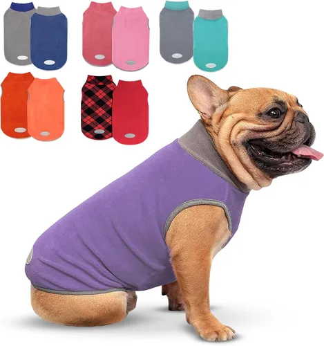 Miniatura 18 de cyeollo Paquete de 2 suéteres elásticos de forro polar para perro, chaqueta reflectante de invierno para perros, suéteres para perros medianos