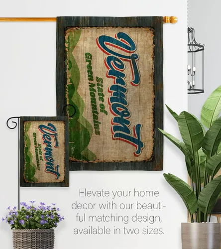 Miniatura 8 de Americana Home & Garden Vermont Vintage Burlap Garden House Flag Set Regional States American Territories Republic Country Particular Area