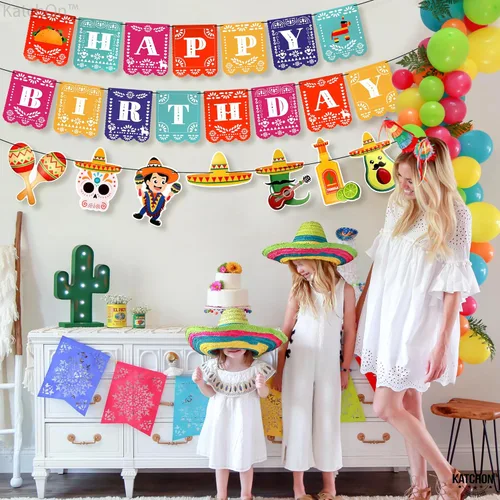 Miniatura 5 de KatchOn, Cartel de cumpleaños mexicano de 15 pies, preencordado, decoraciones de feliz cumpleaños, cartel mexicano de fiesta de feliz cumpleaños