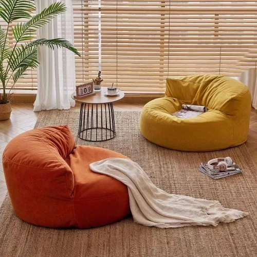 Miniatura 6 de Silla Puf de Chenilla Funda de Puf (Sin Relleno) Lavable Ultra Suave Puf Otomano Niños Adultos Silla Puf Sillón Perezoso Sofá Asiento de Piso Verde