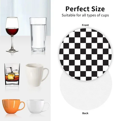 Miniatura 5 de Paquete de 2 posavasos a cuadros para automóvil, portavasos de automóvil de 2.75 pulgadas, tapete universal de goma antideslizante para bebidas