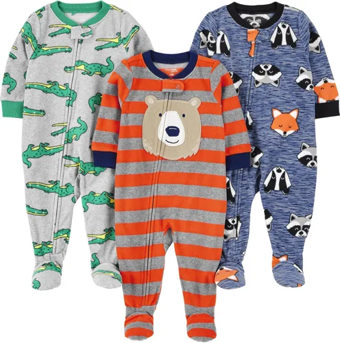 Miniatura 29 de Simple Joys by Carter's - Pijama de forro de vellón resistente al fuego para niños pequeños y bebés, holgada, con pies, paquete de 3