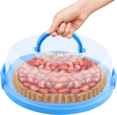 Miniatura 4 de Portabebés portátil de 12 pulgadas con tapa y magdalenas, tarta de galletas, para bodas, fiestas, baby shower, fiestas de Navidad (azul)
