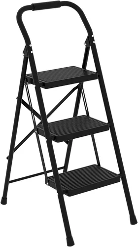 Miniatura 14 de Taburete para Adultos, Escalera de 2 Escalones Plegable 330lbs Antideslizante, Taburete Plegable Ergonómico de 2 Escalones de Acero con Pedal Ancho