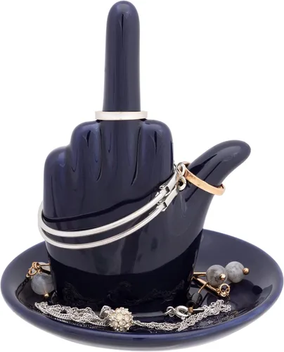 Miniatura 3 de Stephanie Imports Bandeja de cerámica azul marino para anillo de joyería de dedo medio