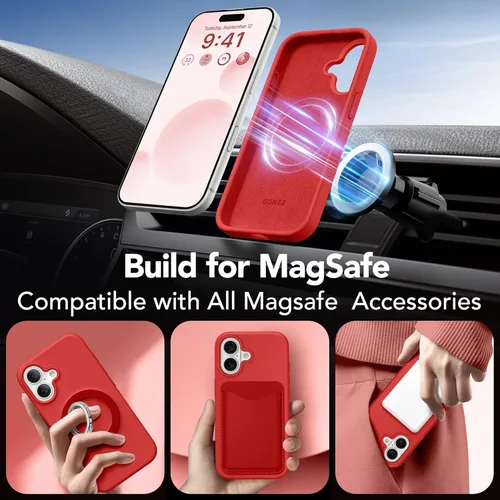 Miniatura 199 de GONEZ Funda de silicona para iPhone 15 Pro Max, compatible con Magsafe, protector de cámara + protector de pantalla, forro de microfibra suave