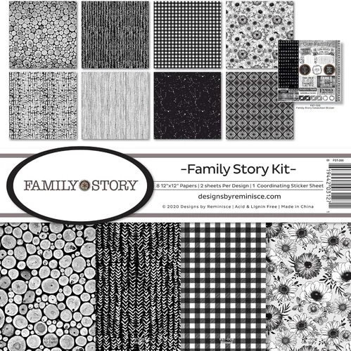 Reminisce Family Story Collection - Kit de álbumes de recortes, manualidades de papel, paleta multicolor, 12 x 12 pulgadas