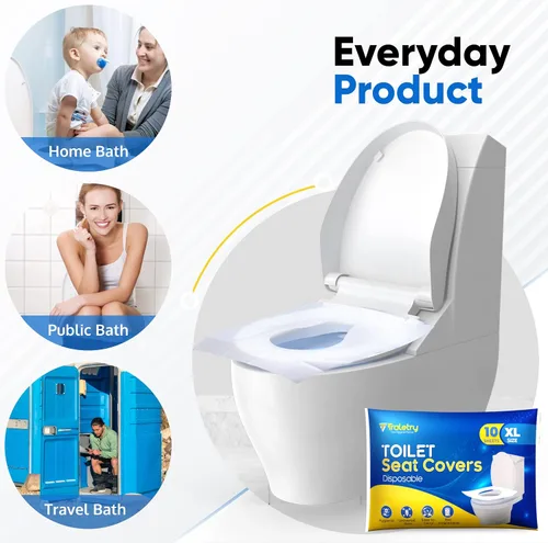 Miniatura 6 de Fundas Desechables para Asiento de Inodoro que se Pueden Tirar por el Inodoro, Paquete de Viaje de 50 XL - Fundas Desechables para Asiento