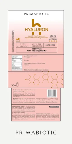 Miniatura 10 de PRIMABIOTIC Ácido hialurónico 250mg - Sabor Mango - Vegano, Hidratación profunda, Anti-envejecimiento y apoyo de elasticidad de la piel - Bebida