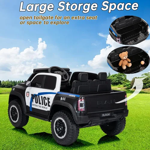 Miniatura 6 de FINITO 4WD - Camión de policía de 2 plazas para niños de 24 V, 4 x 4 pulgadas, auto de juguete con control remoto, camión eléctrico para niños