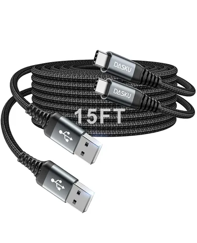 Miniatura 31 de Cable USB C a USB C extra largo de 100 W [paquete de 15 pies/2 unidades] Cable de carga rápida compatible con iPhone 17/17 Pro Max, iPhone 16 Negro