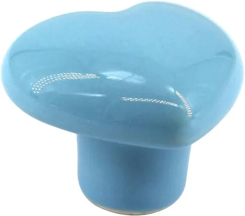 Miniatura 3 de Flomore Pomo de cerámica azul para cajones de armario para habitación de niños, tirador en forma de corazón para cajones de aparador