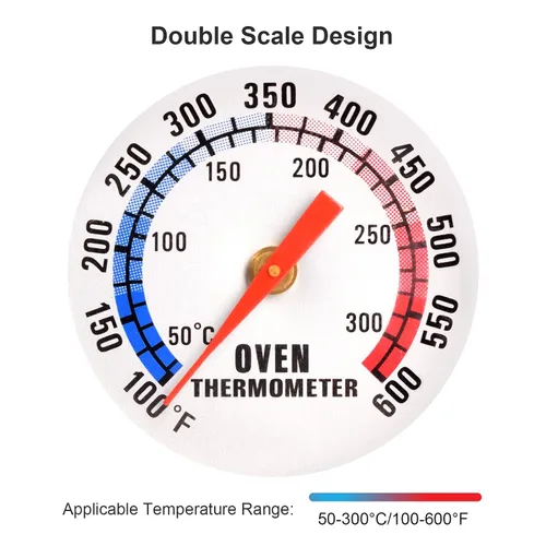 Miniatura 3 de Termómetro de horno de acero inoxidable para horno eléctrico/de gas, termómetro para ahumar parrilla de cocina (122.0-572.0 °F/100-600°F) (2)