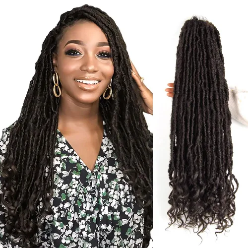 Miniatura 16 de Niseyo Wild Locs - Rastas sintéticas desgastadas de 14 pulgadas con extremos rizados, 8 paquetes de cabello largo y suave con bucles preformados