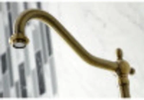 Miniatura 3 de Kingston Brass KS1248ALBS Heritage - Grifo de cocina con puente de montaje en pared con spray de latón, níquel cepillado cepillado níquel
