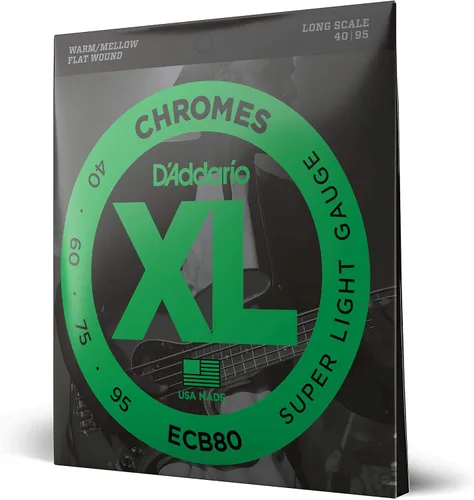 Miniatura 12 de D'Addario XL Chromes ECB81-5 - Cuerdas para bajo con envoltura plana, 5 cuerdas, escala larga, calibre 45-132, regulares, ligeras