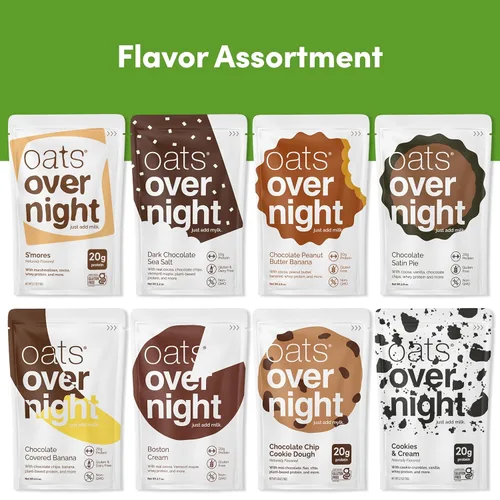 Miniatura 8 de Oats Overnight Paquete de variedad de chocolate - Batido de proteína para desayuno alto en proteínas, alta en fibra - Sin gluten, sin OGM avena