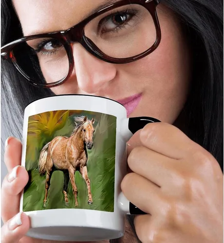 Miniatura 2 de 3dRose Taza negra de dos tonos Quarter Horse de 11 oz