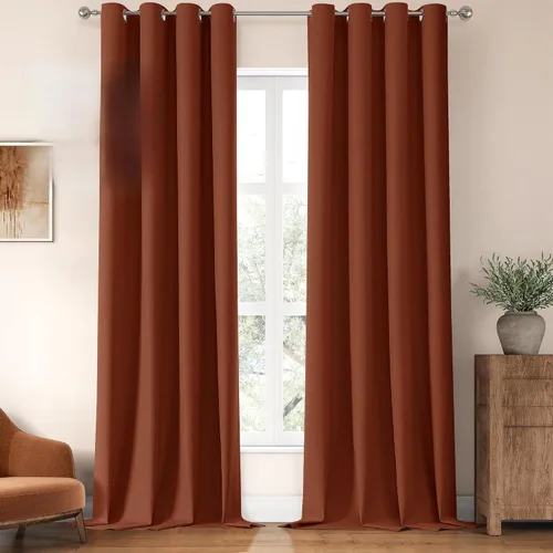 Miniatura 130 de ChrisDowa Cortinas 100% Opacas de Abedul Sólido de 45 Pulgadas de Largo, 2 Paneles para Dormitorio y Sala de Estar, Estilo Granja Oscurecedoras