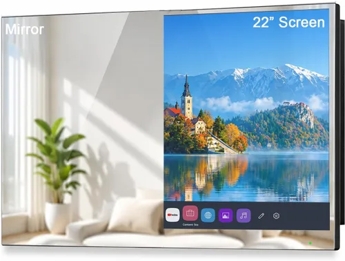 Soulaca 22 pulgadas IP65 impermeable baño Smart Mirror TV webOS Smart TV con control de voz incorporado Wi-Fi Bluetooth ATSC DTV sintonizador ideal