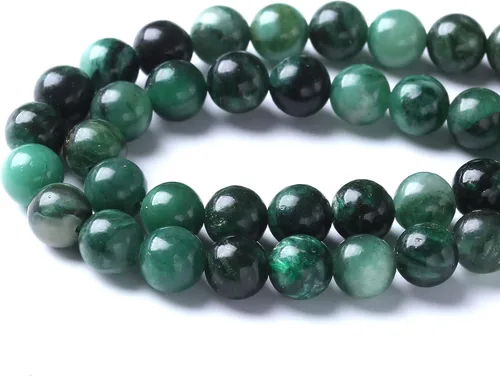 Miniatura 5 de 36 cuentas redondas sueltas de piedra esmeralda verde natural de 0.394 in, cuentas de piedra curativa de energía AAA, para hacer joyas, bricolaje