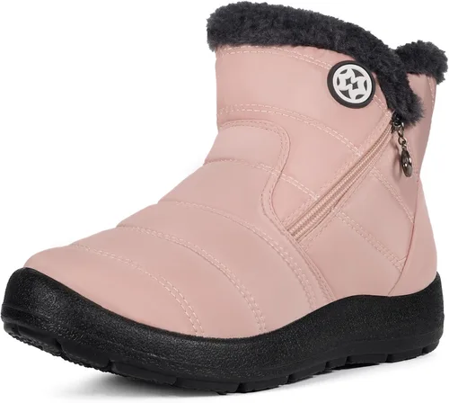 Miniatura 14 de Eagsouni Botas de nieve para mujer, botines de invierno para mujer, con forro de piel cálida, botines gruesos con cremallera, zapatos planos