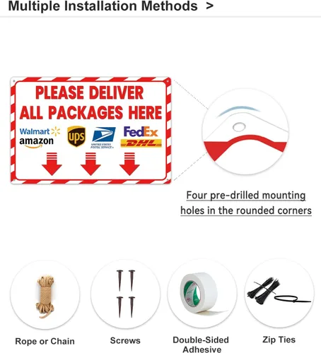 Miniatura 6 de ALKB Letrero de entrega para paquetes Please Deliver All Packages Here Arrows - Instrucciones de entrega para uso al aire libre, 8 x 12 pulgadas