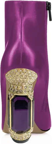 Miniatura 111 de FSJ Botas de tacón alto con punta puntiaguda para mujer, con tacón alto, con cremallera lateral brillante, estilo casual, para uso diario, zapatos