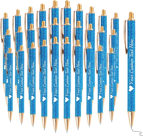 Miniatura 62 de Bolígrafos con purpurina personalizados con nombre, bolígrafos bonitos y bonitos personalizados, bolígrafos retráctiles de tinta negra, suministros