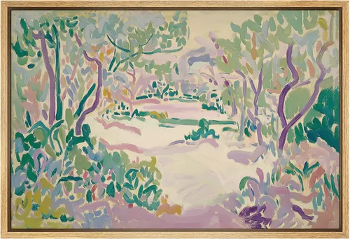 Miniatura 26 de SIGNFORD Lienzo enmarcado para pared, acuarela pastel, morado, luna, cielo, naturaleza, ilustraciones de área silvestre, arte moderno, vibrante