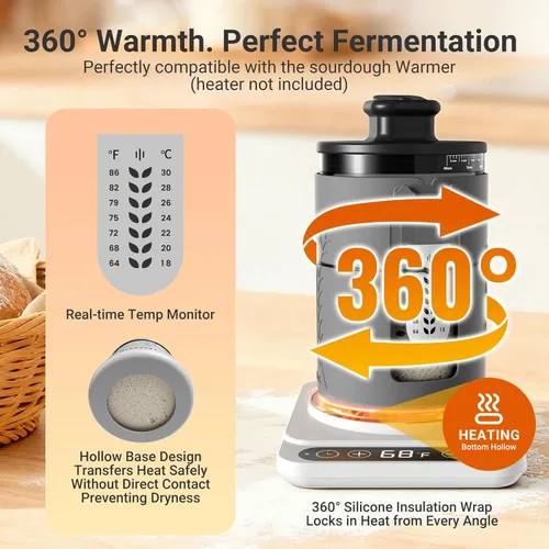 Miniatura 5 de Tarro personalizado de masa madre de vidrio de 34 oz con tapa con ventilación – Nombre y fecha personalizados – Tarro grande de vidrio de 34 oz