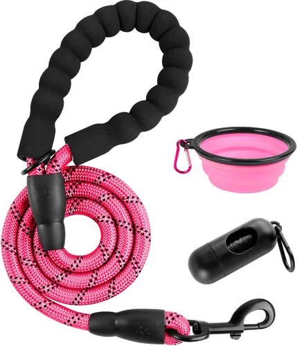 Miniatura 36 de BARKBAY Correas de perro para perros grandes, correa resistente de 4/5/6 pies con cómodo mango acolchado e hilos altamente reflectantes para perros