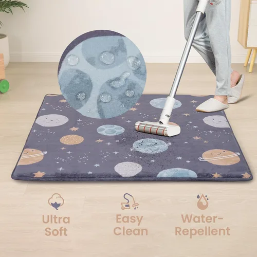 Miniatura 7 de Tapete de juego para bebé para el suelo, tapete acolchado de corralito de 1.3" de grosor 50"x50", espuma elástica extra suave, terciopelo coral Gris