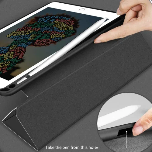 Miniatura 5 de Aoub Funda para iPad de 9ª/8ª/7ª generación de 10.2 pulgadas, apagado automático/activación delgada, ligera, triple soporte, funda trasera de TPU