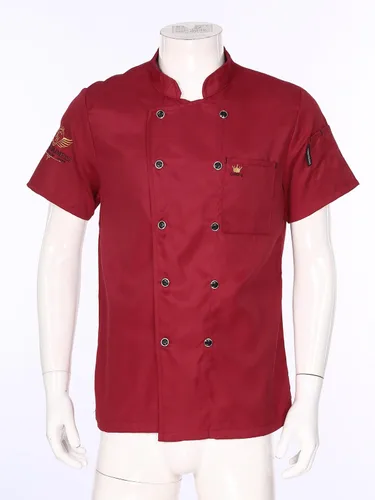 Miniatura 3 de Chaqueta de chef para hombre, camisa de chef de manga cortalarga, uniforme de chef de cocina, uniformes de trabajo, ajuste holgado, Redh.