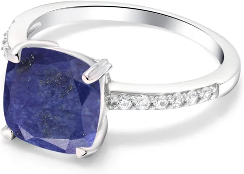 Miniatura 59 de Gem Stone King Anillo de compromiso de plata de ley 925 con piedra preciosa de corte cojín de 0.315 in Anillo de compromiso de aniversario de boda