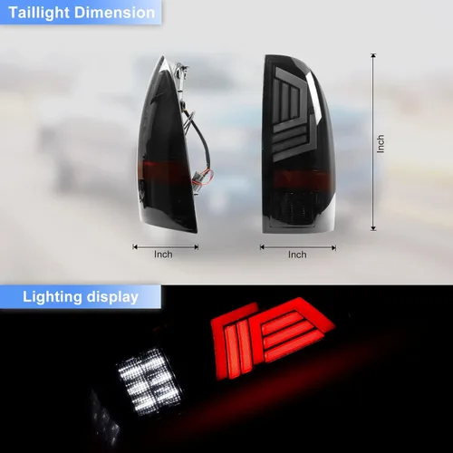 Miniatura 5 de ROXX Conjunto de lámpara de luz trasera LED para Toyota Tacoma 2005-2015, par de luces traseras LED de freno con señal de giro secuencial, carcasa