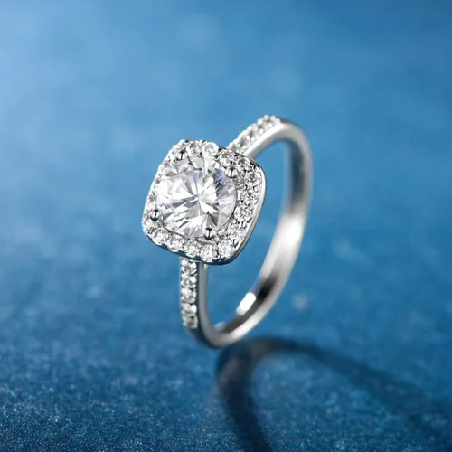 Miniatura 4 de MDFUN - anillo de compromiso para mujer con circonia cúbica chapado en oro blanco de 18 quilates