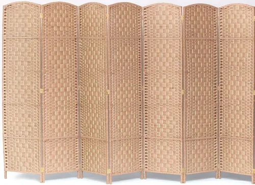 Miniatura 12 de Legacy Decor 8 Panels Room Divider Privacy Partition Screen Bamboo Fiber Natural Color 5.9 ft High X 11.7 ft Wide