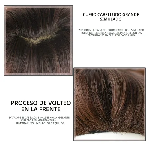 Miniatura 6 de Peluca de Cabello Largo Negro Liso con Flequillo Sintética de Alta Densidad Peluca de Cabello Largo para Mujeres (negro)