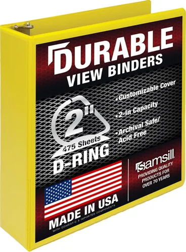 Miniatura 63 de Samsill Carpeta duradera de 1.5 pulgadas, fabricada en los Estados Unidos, carpeta de anillos en D, carpeta transparente personalizable, color rojo