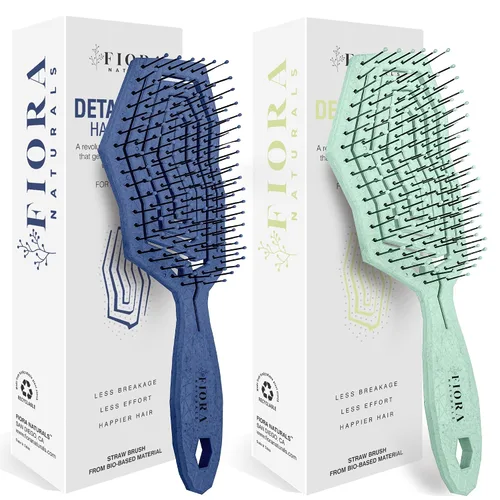 Fiora Naturals Cepillo desenredante para el cabello, 100% cepillo desenredante biológico con cerdas ultrasuaves, se desliza a través de los enredos