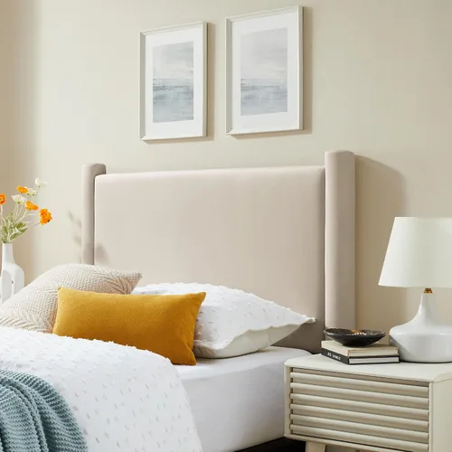 Modway Rael - Cabecero tapizado para cama individual con pilares en Alabastro – Cabecero de terciopelo – Cabecero de terciopelo de terciopelo de