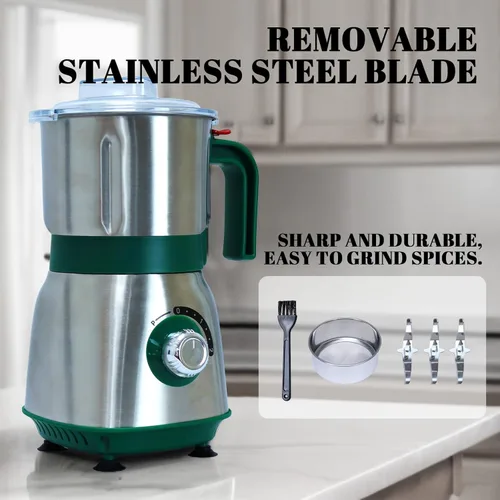 Miniatura 2 de Molinillo de cocina versátil Molino eléctrico de 500W Muele especias, frutos secos, granos, café 3 cuchillas de acero inoxidable Uso en seco