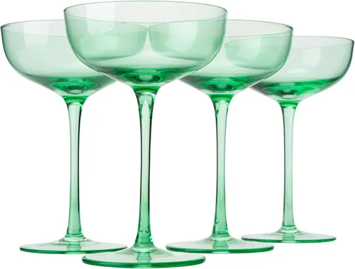 Miniatura 9 de Juego de 4 copas de champán azul océano, copas de Martini y cóctel de cristal de alta calidad de 7 onzas, cristalería tintada elegante