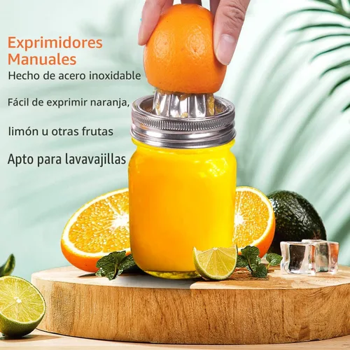 Miniatura 8 de Mason Jar - Tapa exprimidora de acero inoxidable (2 piezas), escariador de cítricos para tarro Mason de boca ancha, exprimidor de limón, exprimidor