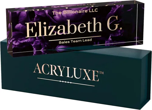 Miniatura 21 de Placa de nombre personalizada para escritorio, placas de nombre personalizadas de 2½/x8 pulgadas, acrílico transparente grueso, caja de regalo
