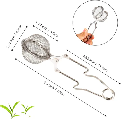 Miniatura 2 de Exptolii - Filtro de té Snap Ball, paquete de 2 filtros infusores de té de acero inoxidable con asa para té de hojas sueltas, especias, condimentos